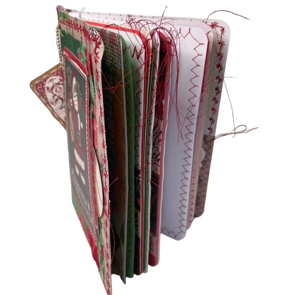 Christmas Junk Journal Includes Charm u Washi Fabric Wrap Tons Ephemera Handmad - Picture 3 of 16